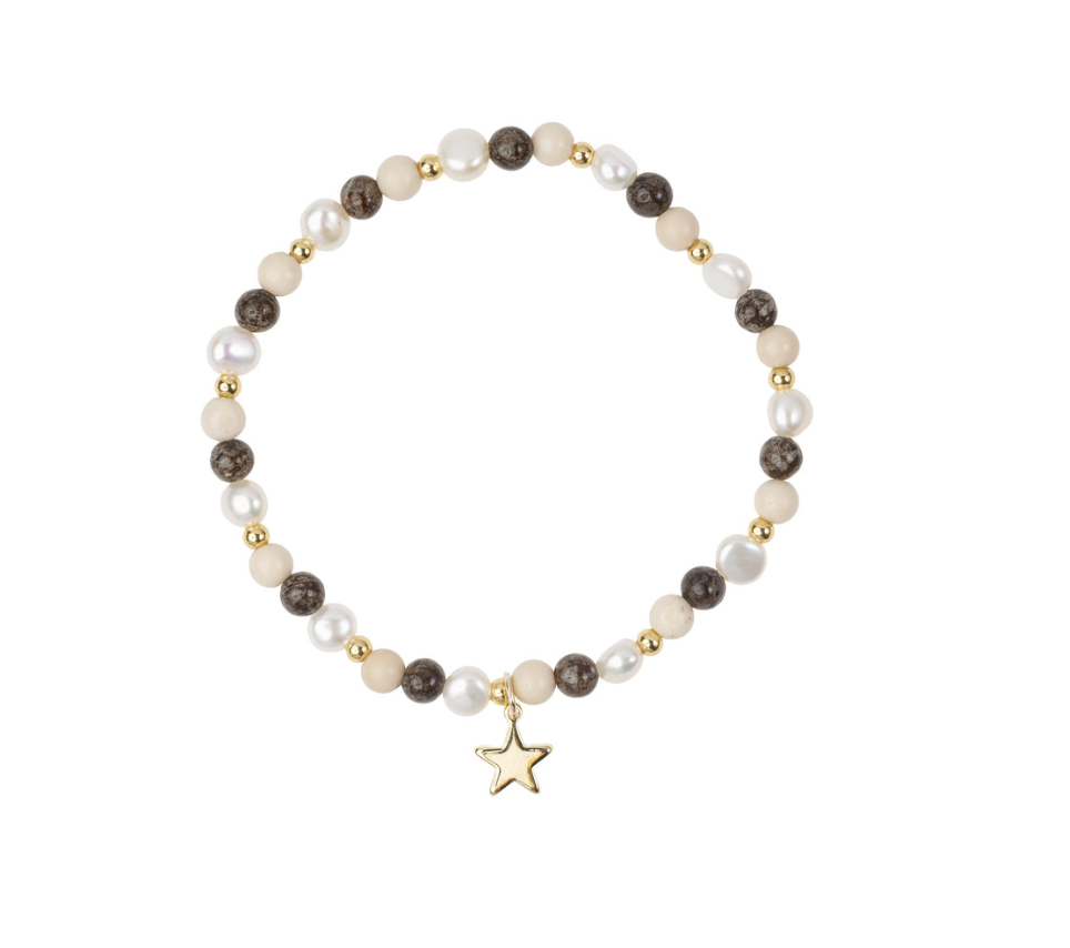 STONE & PEARL BRACLET 4 MM