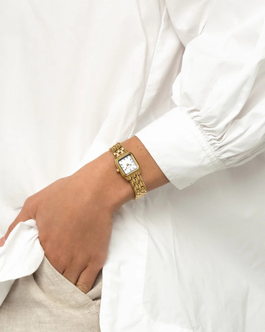 MOCKBERG CLASSIC SQUARE GOLD STÅL/HVIT 18X19MM