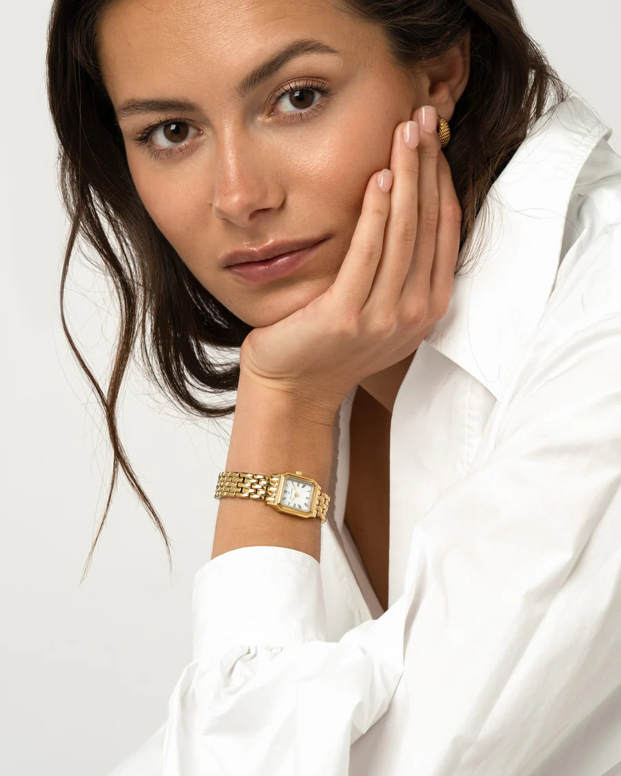 MOCKBERG CLASSIC SQUARE GOLD STÅL/HVIT 18X19MM